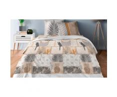 Pack complet de linge de lit 4 ou 6 pièces : 140 x 190 cm / Jungle style poudré