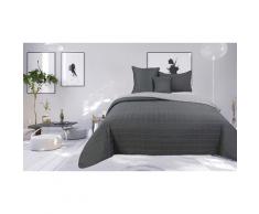 Couvre-lit bicolore : Taupe et naturel / 2 places (7 pièces)
