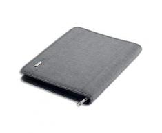Conférencier Juscha Lazio tissu - 36 x 28,5 x 5 cm - avec bloc-notes et mécanisme amovible 4 anneaux - gris
