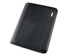 Conférencier Juscha Trento imitation cuir - 36 x 28,5 x 5 cm - avec bloc-notes et mécanisme amovible 4 anneaux - noir