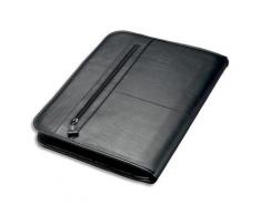 Conférencier Juscha Limone cuir - 36 x 28,5 x 4cm - avec bloc-notes et mécanime amovible 4 anneaux - noir