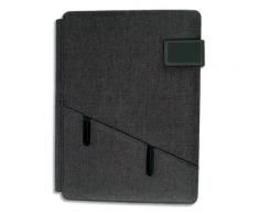 Conférencier en tissu Alba - avec bloc-notes, rangements - 28 x 36 x 3 cm - fermeture aimantée - gris