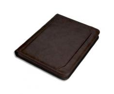 Conférencier Juscha Massa imitation cuir - 34 x 27x 4 cm - avec bloc/mécanisme 4 anneaux/calculatrice - marron