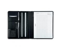 Conférencier Juscha Cremona cuir - 32 x 25 x 2 cm - avec bloc-notes et pochettes multiples - noir