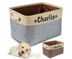 Panier de rangement personnalisé pour jouets de chien, sac en toile pliable pour jouets pour animaux