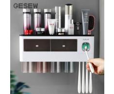 GESEW Porte-Brosse À Dents Pour Salle De Bain Multifonction Article De Ménage Automatique