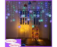 Rideau lumineux LED flocon de neige, guirlande lumineuse clignotante imperméable pour décoration de