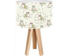 Lampe de chevet enfant trépied bois clair abat jour beige