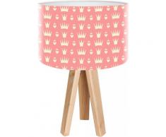 Lampe de chevet enfant trépied bois clair abat jour rose