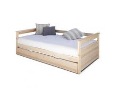 Lit banquette gigogne Bois massif 90x200 Naturel