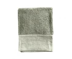 Serviette de toilette finition lin lavé kaki 100x150
