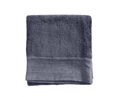 Serviette de toilette finition lin lavé bleu pierre 100x150