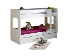 Lit superposé, sommier gigogne Bois massif 90x190 Blanc