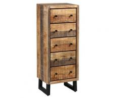 Chiffonnier 5 tiroirs acier et bois massif