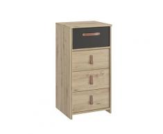 Chiffonnier 4 tiroirs style industriel - Marron