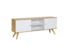 Buffet bas 2 portes avec étagère centrale L179,5 cm - Blanc