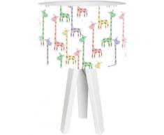 Lampe de chevet enfant trépied abat jour blanc et multicolore