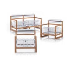 Salon de jardin design, 1 canapé et 2 fauteuils transparents