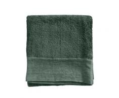 Serviette de toilette finition lin lavé vert anglais 100x150