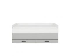 Lit gigogne, rangements Panneaux de bois 90x200 Blanc, gris clair