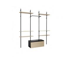 Dressing modulable avec 6 tablettes (L80), caisson et barre penderie