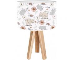 Lampe de chevet enfant trépied bois abat jour gris et beige
