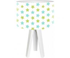 Lampe de chevet enfant trépied blanc abat jour multicolore