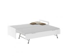 Lit gigogne Bois massif, MDF 90x200 Blanc