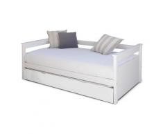 Lit banquette gigogne Bois massif 90x200 Blanc