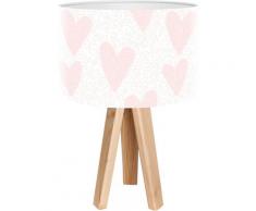 Lampe de chevet enfant trépied bois abat jour blanc et rose