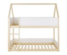 Lits superposés cabane enfant bicolore 90x190