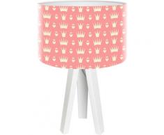 Lampe de chevet enfant trépied blanc abat jour rose