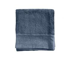 Serviette de toilette finition lin lavé bleu nuit 100x150
