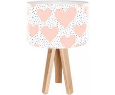 Lampe de chevet enfant trépied bois clair abat jour rose