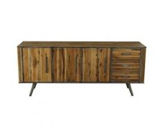 Buffet enfilade 3 portes 3 tiroirs bois et métal