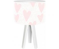 Lampe de chevet enfant trépied blanc abat jour rose