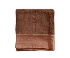 Serviette de toilette finition lin lavé terre cuite 100x150