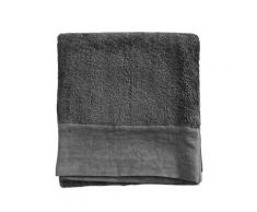 Serviette de toilette finition lin lavé gris plomb 100x150