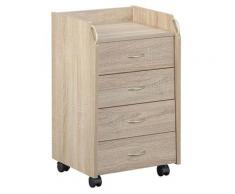 Caisson 4 tiroirs sur roulettes aspect chêne