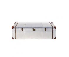 Table basse malle en aluminium clouté
