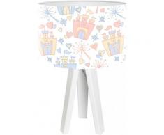 Lampe de chevet enfant trépied abat jour blanc et multicolore