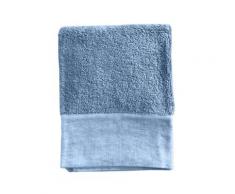 Serviette de toilette finition lin lavé turquoise 100x150