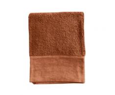 Serviette de toilette finition lin lavé orange foncé 100x150