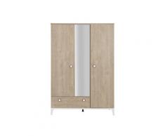 Armoire 3 portes 1 tiroir effet bois Enfant 136 x 195cm