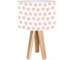 Lampe de chevet enfant trépied bois clair abat jour rose