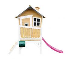 Maisonnette en bois avec toboggan violet