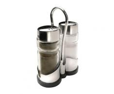 Salière et poivrière en verre et inox Ibili