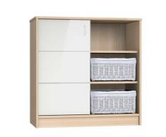 Commode enfant java 3niches et 1porte coulissante blanc