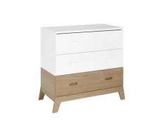 Commode enfant 3 tiroirs Blanc et Chêne