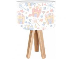 Lampe de chevet enfant trépied abat jour blanc et multicolore